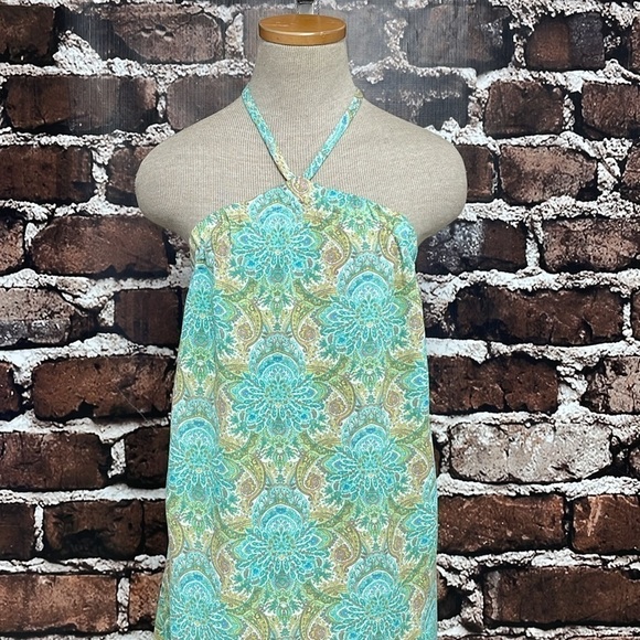 O'Neil Dress Small Green Floral NWT Halter Top Midi Declan Summer - Picture 7 of 17